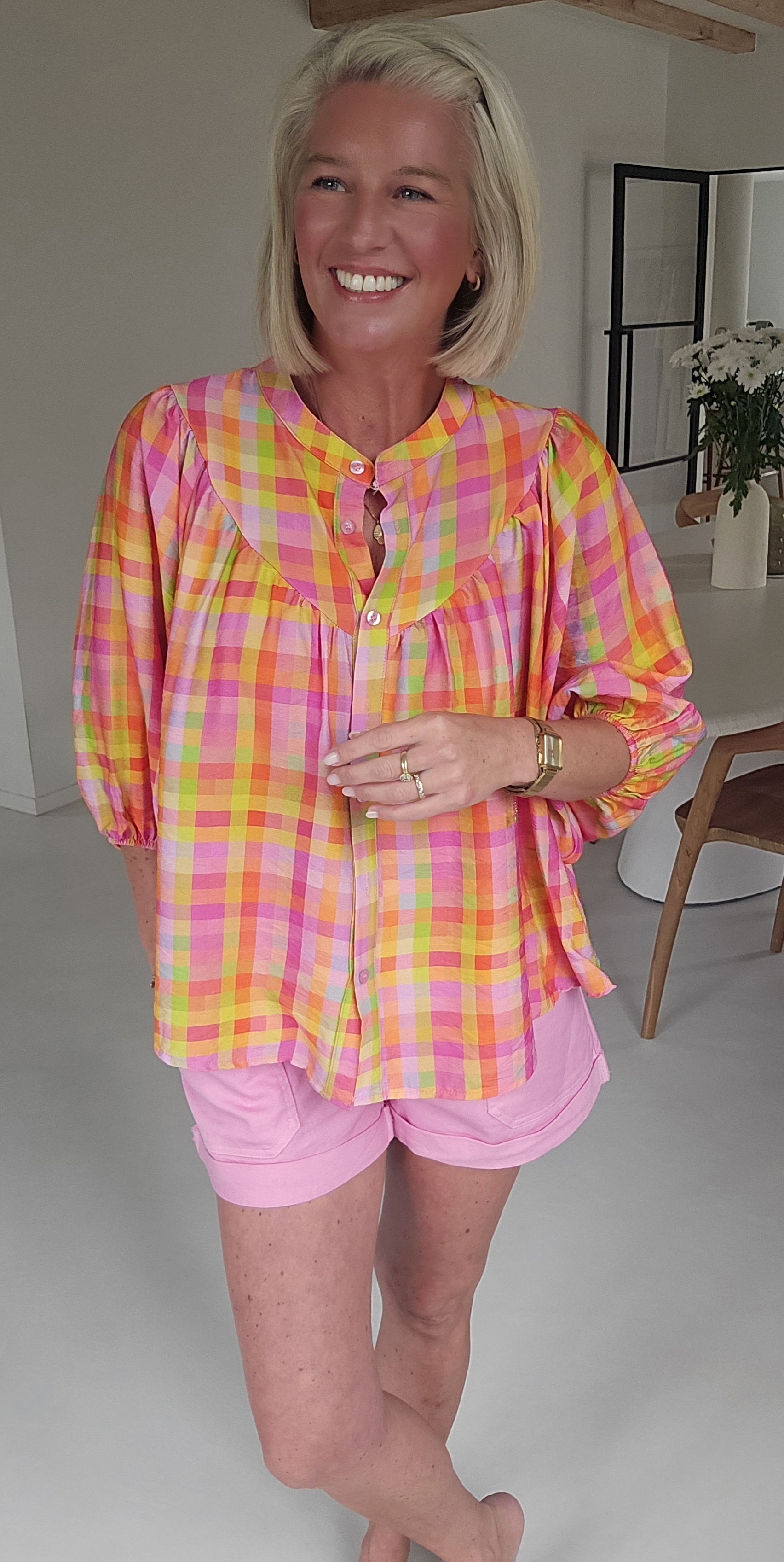 BEA viscose blouse checkered multi
