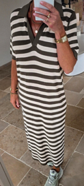 CHRISTIE striped maxi shirt dress khaki