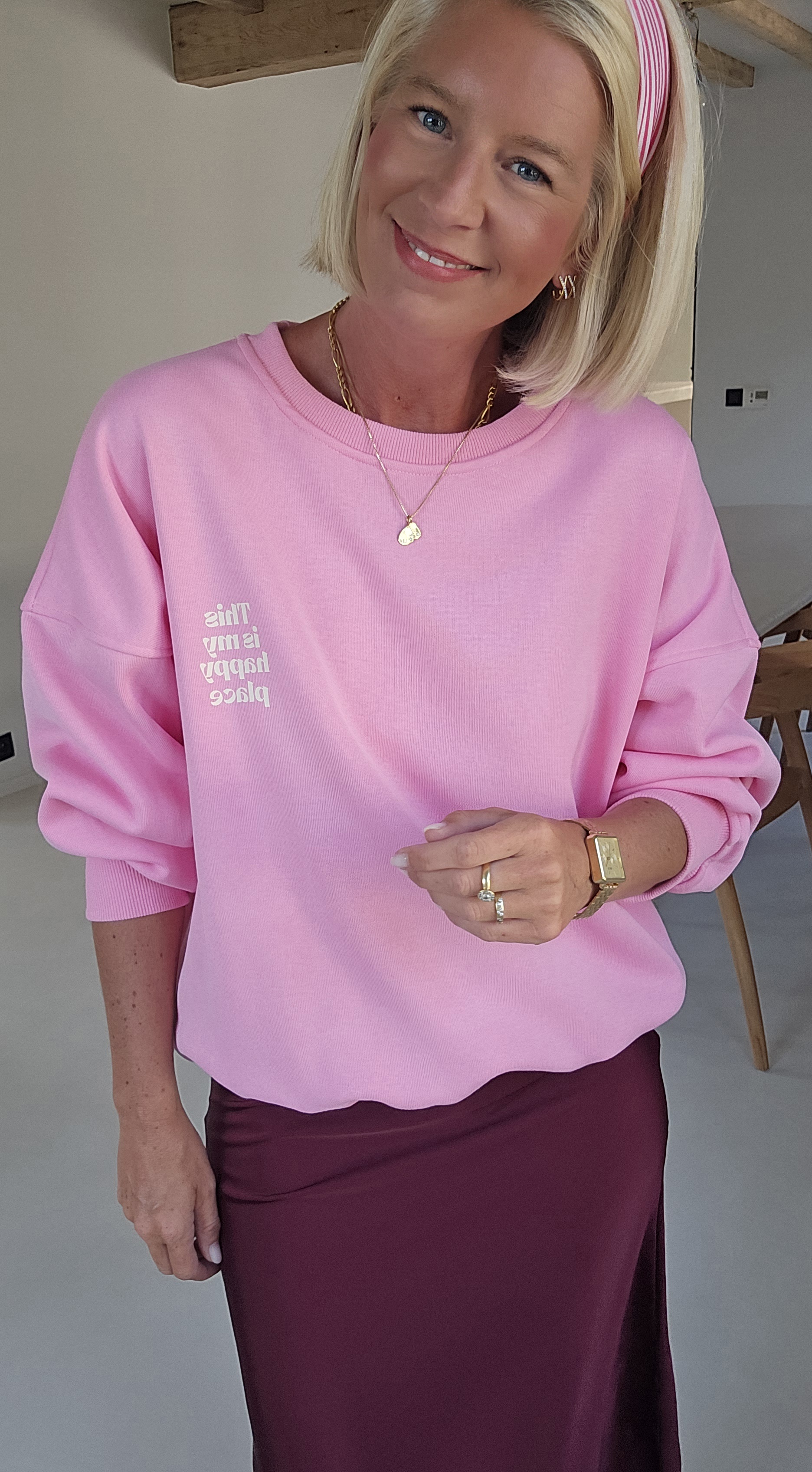 THIS IS MY HAPPY PLACE sweatshirt baby pink