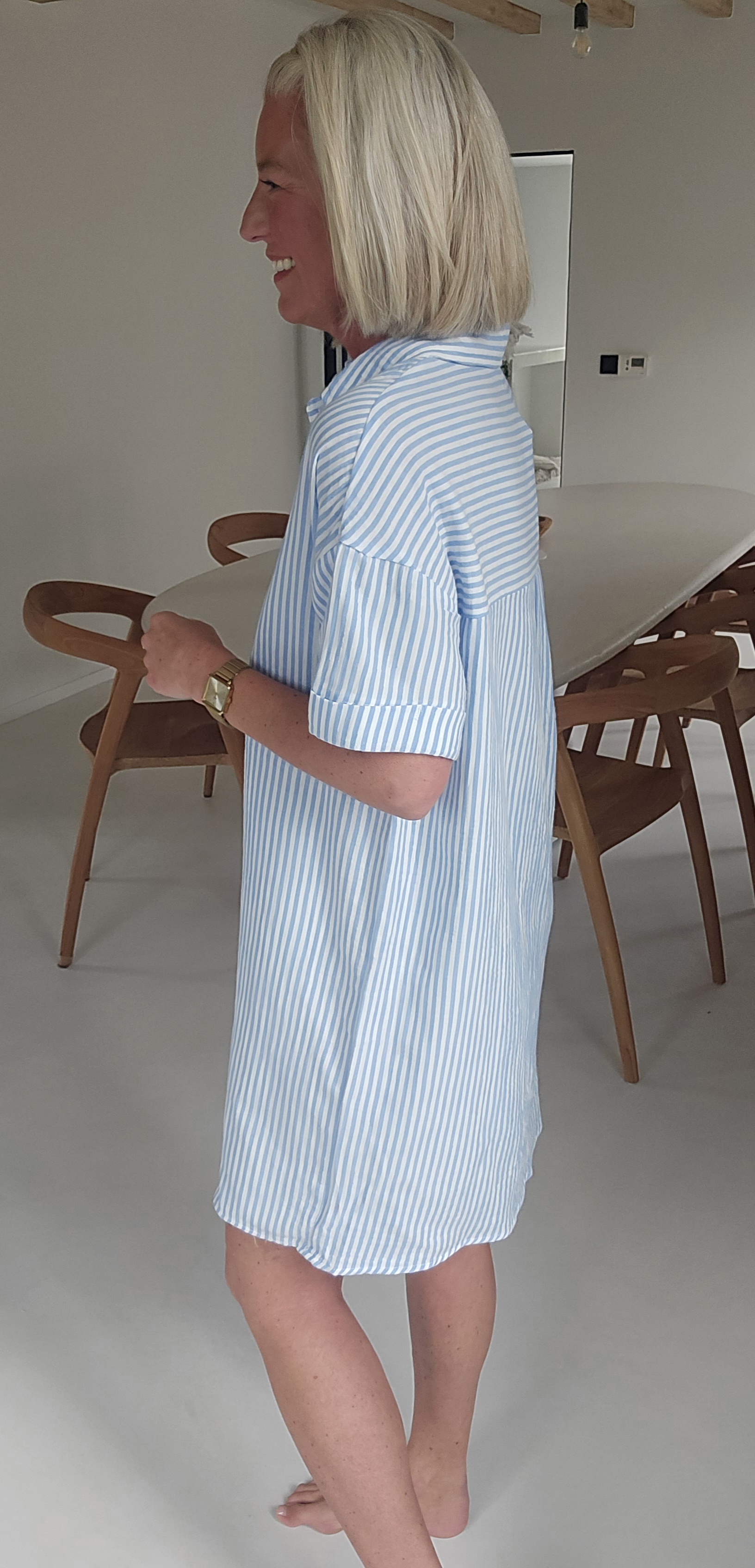 JILDI tetra shirt dress striped blue