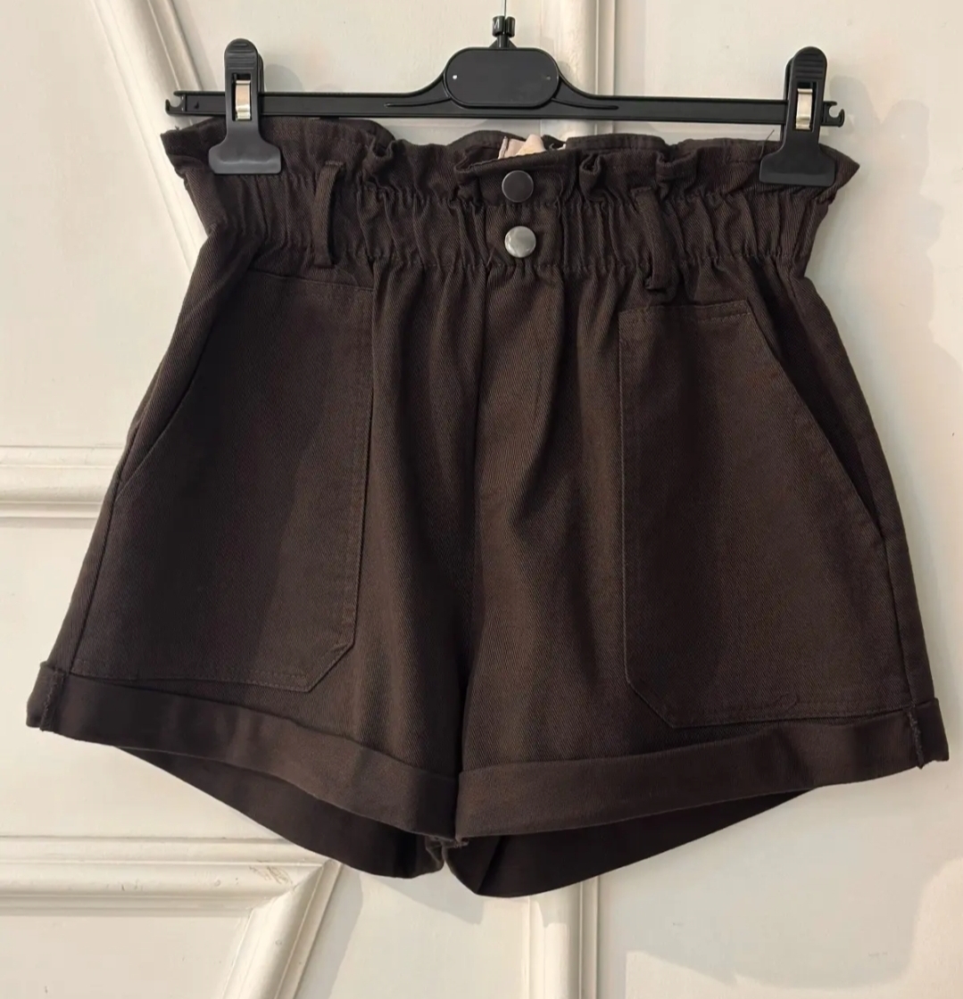 BEVIN cotton paperbag short chocolate