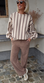 LUCIA striped cotton sweatshirt beige