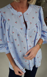 CHERRY cotton blouse blue