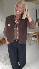 AVA basic cotton shirt chocolat