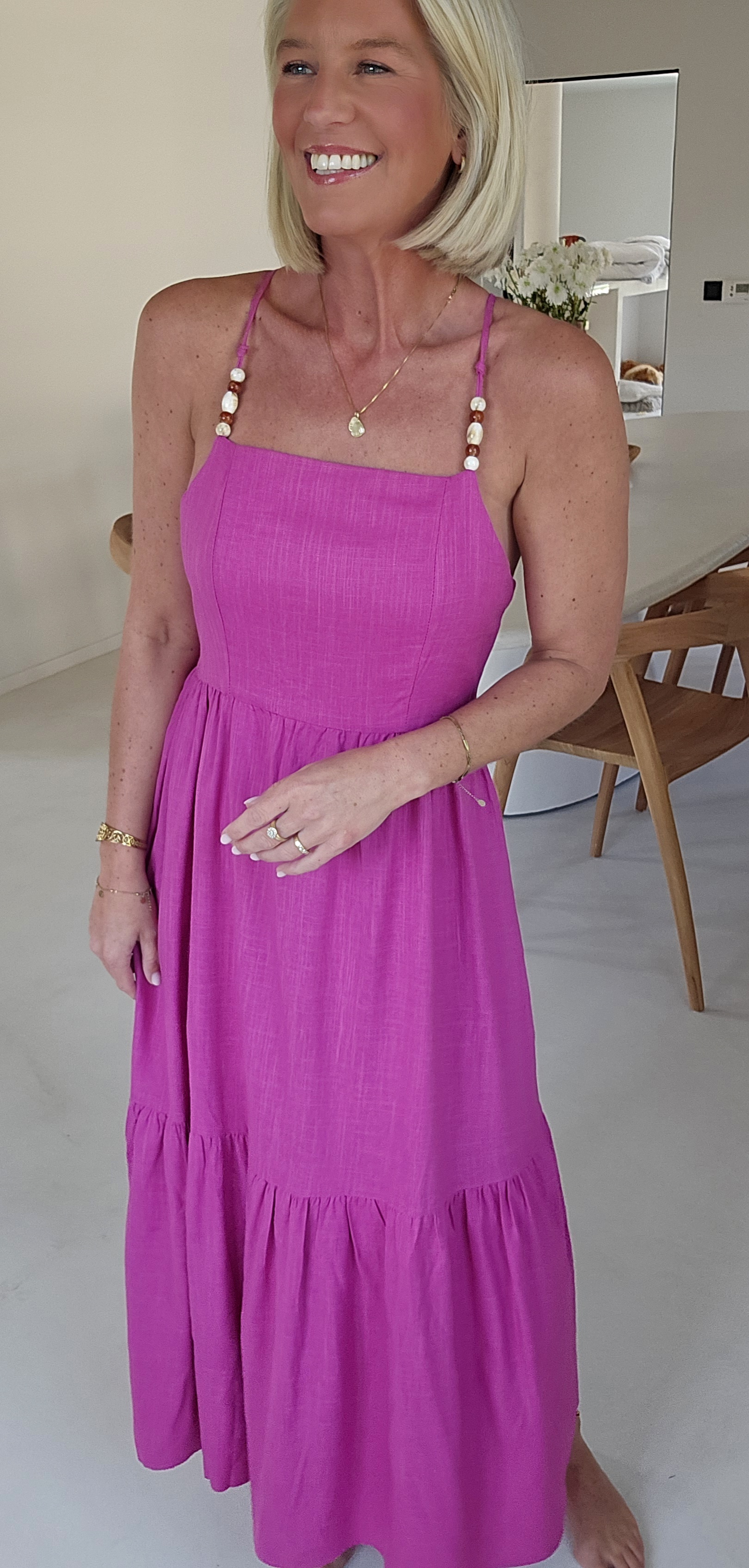 LYDIE maxi linen viscose dress aubergine