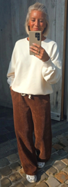 RINA soft velvet wide leg jogger pants choco