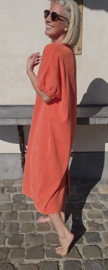 MANDIE soft velvet maxi dress coral
