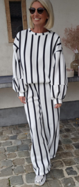 LUCIA striped cotton jogger pants white black