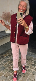 MELIA 2 sleeveless teddy jacket burgundy