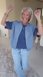 AZUR zip gilet capri soft blue