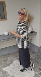 AYLIN oversized striped T-shirt black