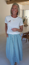SUZINNE striped maxi cotton skirt green
