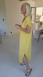 DIDI maxi terry T-shirt dress yellow v-neck