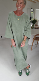 MANDU soft velvet maxi dress olive
