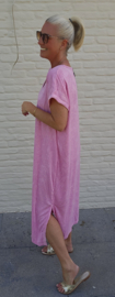 DIDI maxi terry T-shirt dress pink v-neck