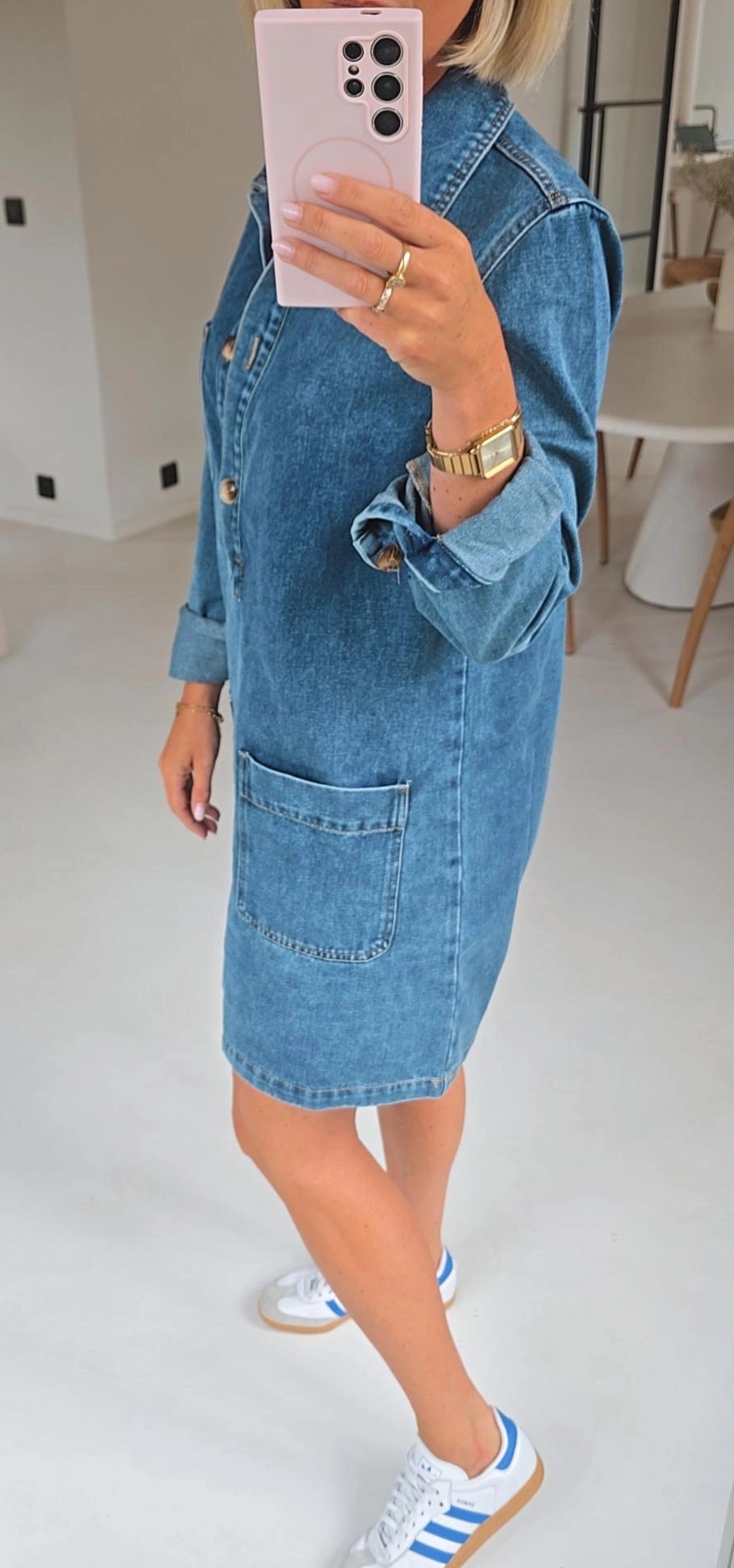 THE PERFECT jeans dress washed blue