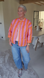TALIA striped quilted jacket fuschia orange