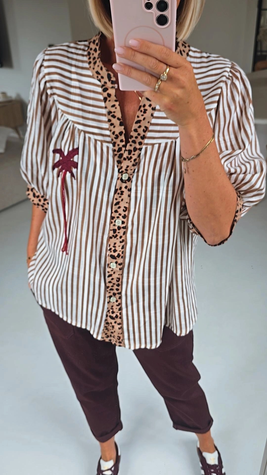 PALMTREE cotton blouse camel