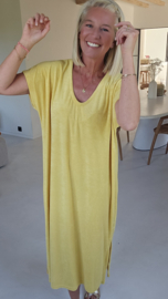 DIDI maxi terry T-shirt dress yellow v-neck