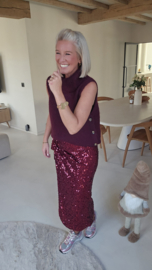 CHIQUE SPARKLE maxi wrap skirt burgundy