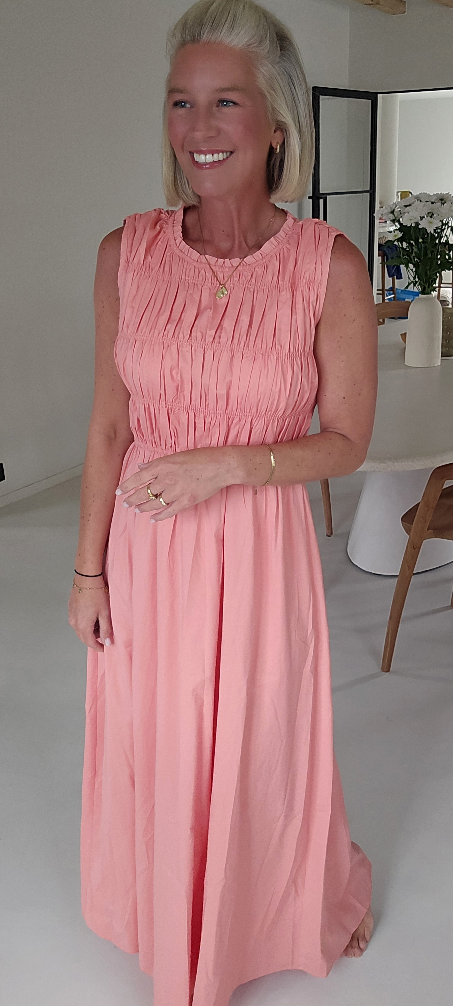 MARINI maxi dress salmon pink