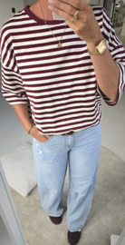 AYLIN oversized striped T-shirt burgundy