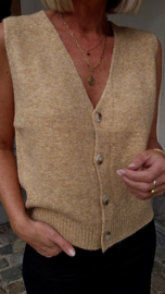 RUBI sleeveless knit cardigan camel