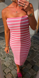 ALLY maxi striped halter dress pink