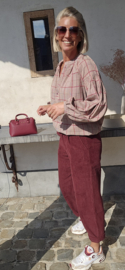 CECE checkered blouse burgundy