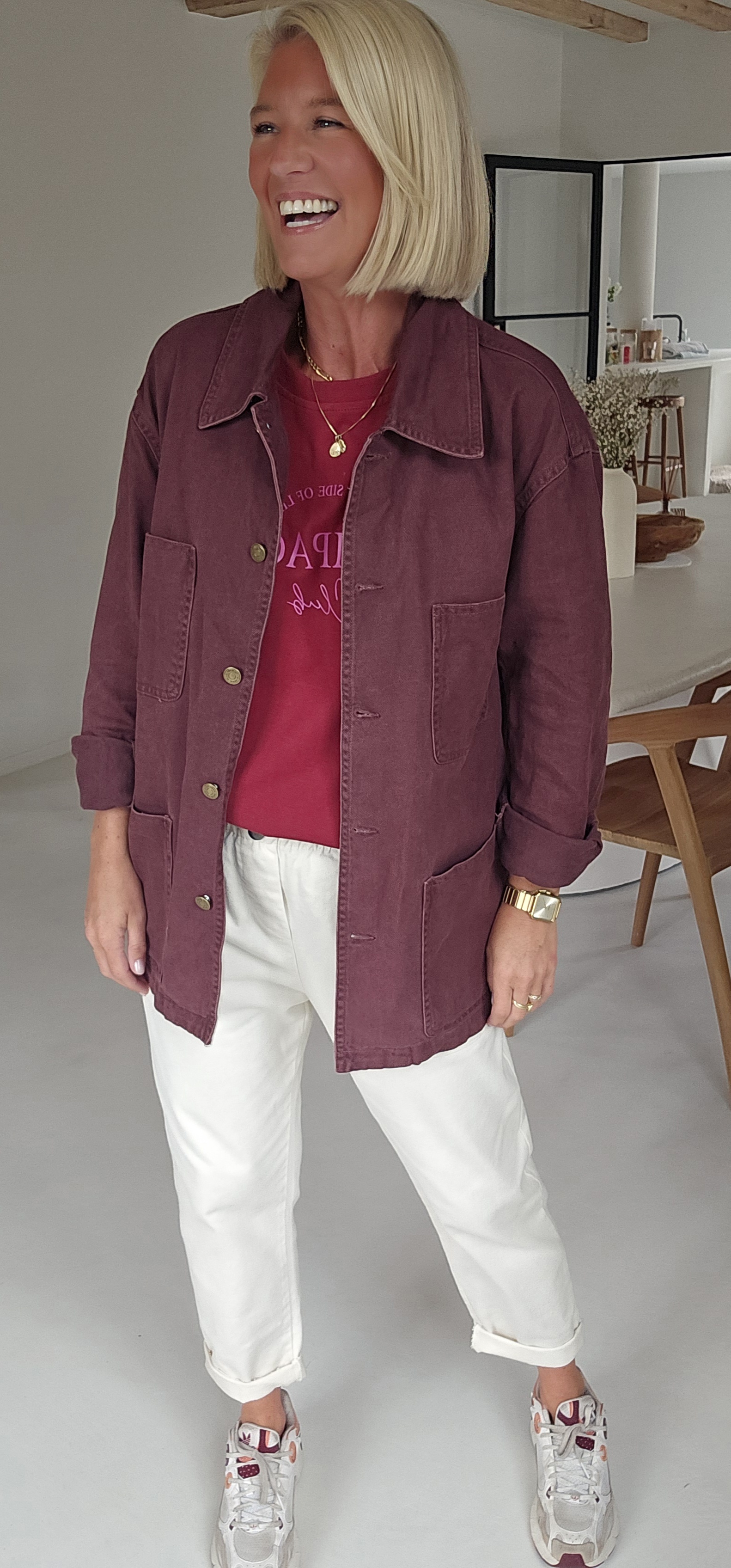 FELINE oversized cotton jacket burgundy