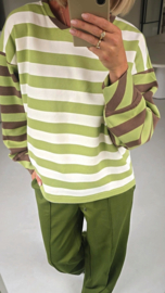 LOEBIDOE striped sweatshirt olive