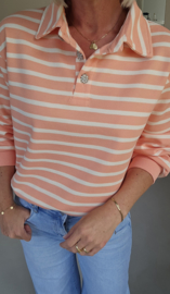 SONIE polo striped sweatshirt peach