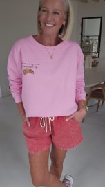 SUNDAYS ARE FOR CROISSANTS cotton sweatshirt pink