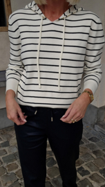 JOSJE striped knit hoodie off-white