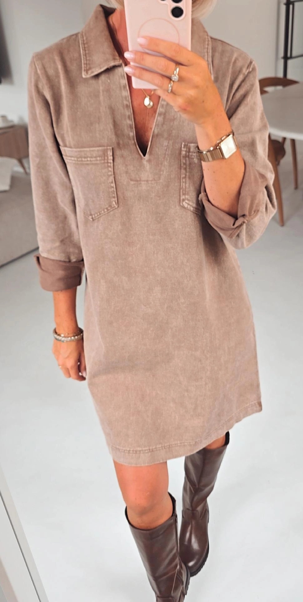 THE PERFECT JEANS 2 longsleeve dress coffee