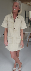 THE PERFECT JEANS dress short-sleeved beige