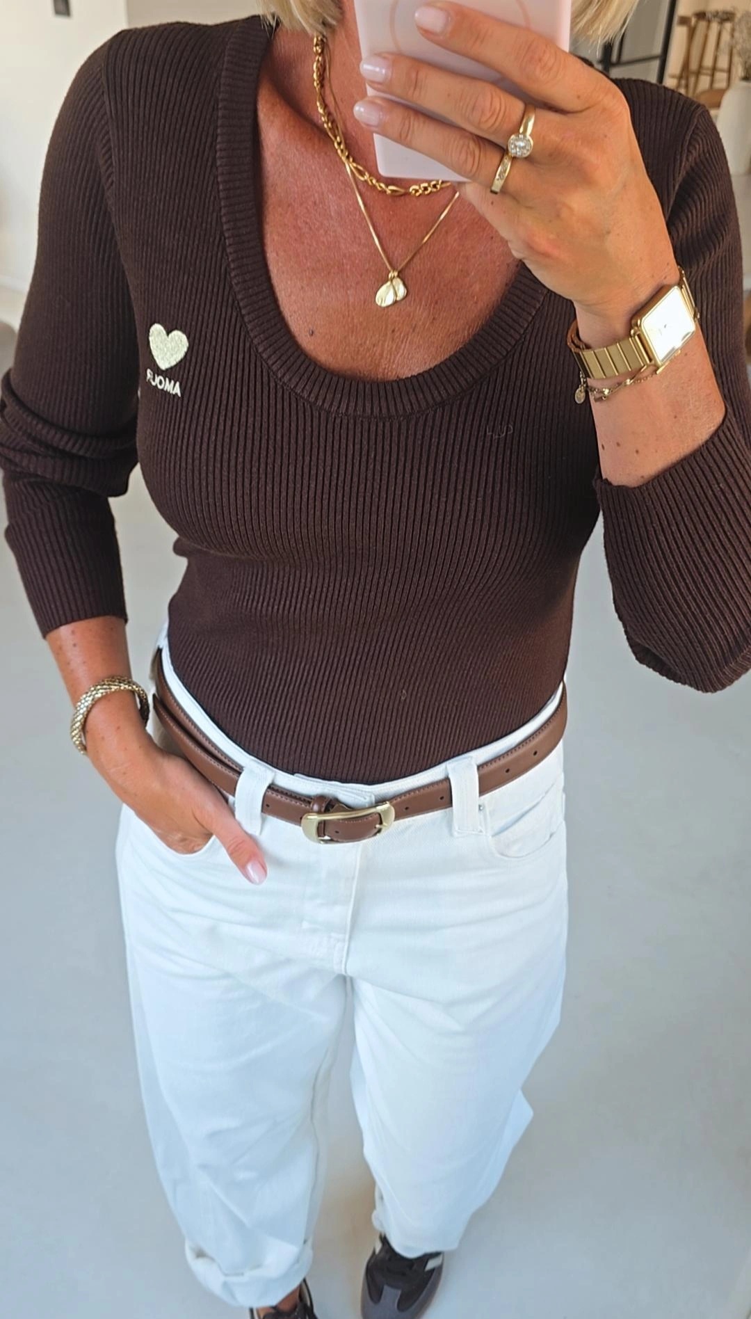 AMOUR warm v-neck longsleeve chocolat