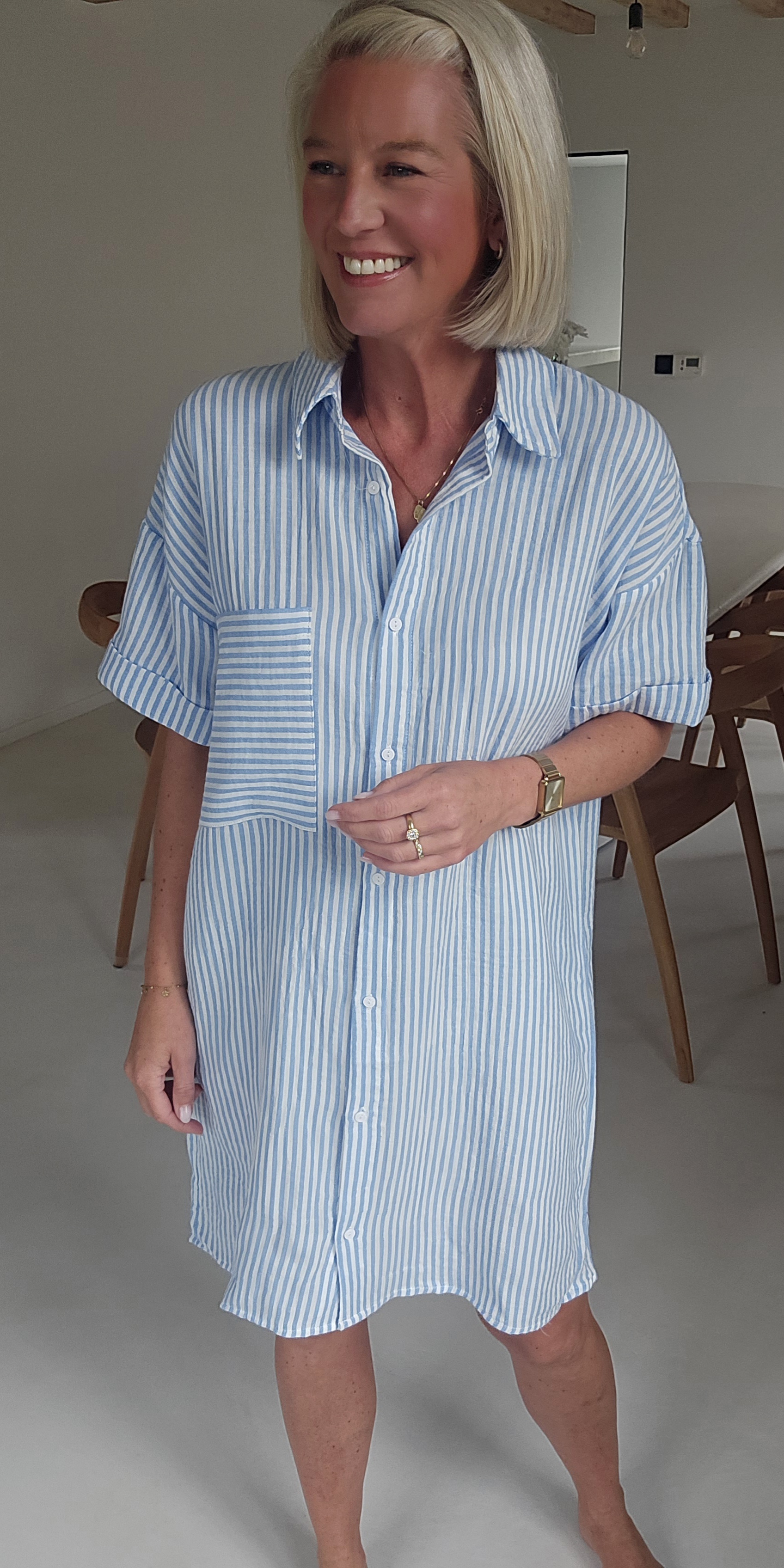 JILDI tetra shirt dress striped blue