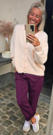 VLORANNE loose cotton pants with belt plum