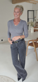 MILIA v-neck basic knit grey