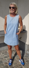PIPA sleeveless jeans dress soft blue