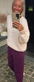 VLORANNE loose cotton pants with belt plum