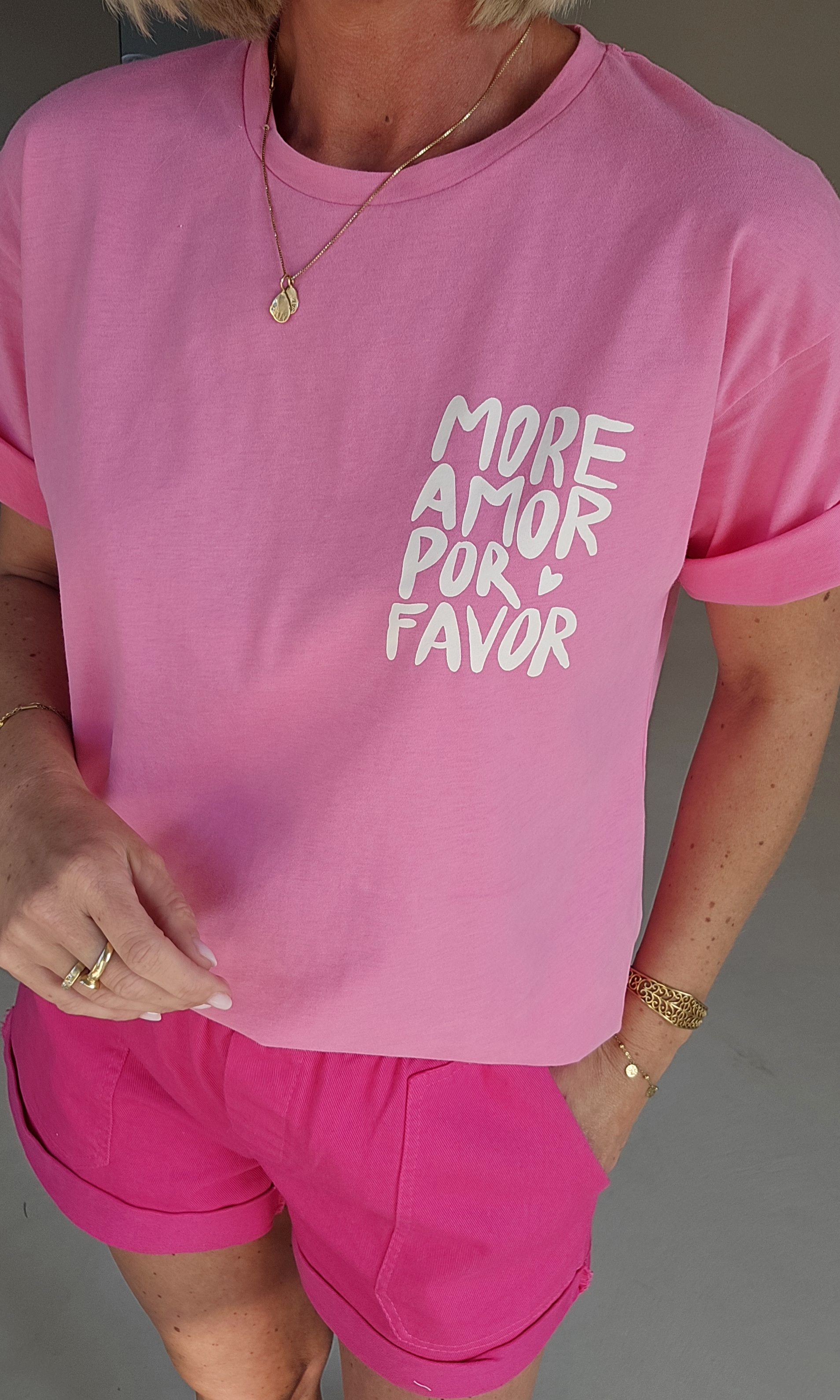 MORE AMOR POR FAVOR T-shirt pink
