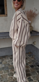 LUCIA striped cotton jogger pants beige