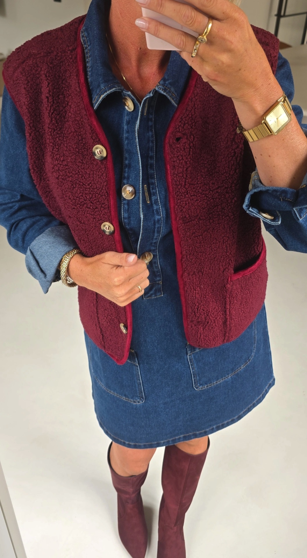 MELIA sleeveless teddy jacket burgundy