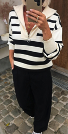 GIULI striped zipper knit black and ecru