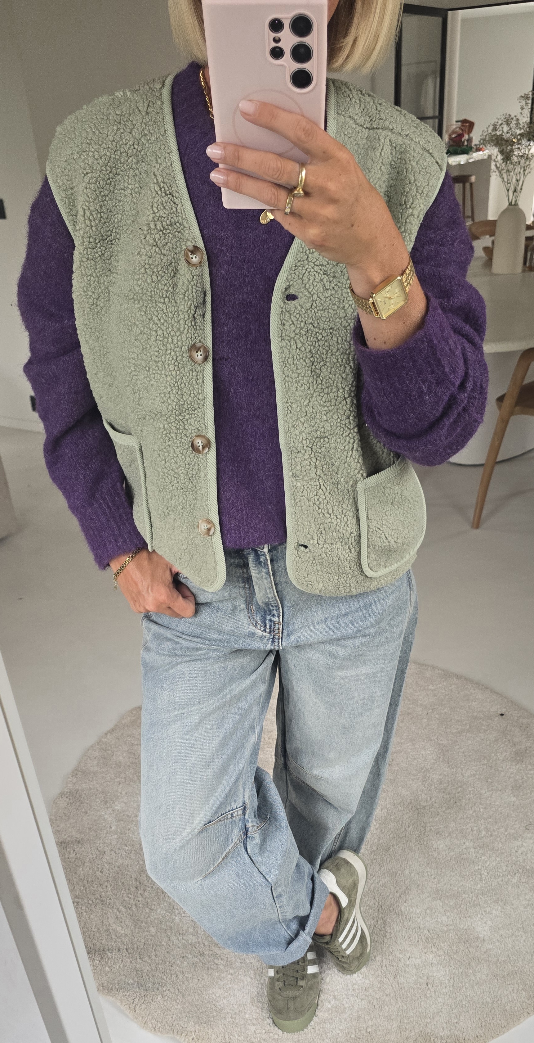 MELIA sleeveless teddy jacket khaki