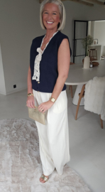 LACE WHISPER sleeveless cardigan navy