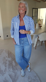 CELIA cotton striped shirt royal blue