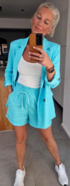 JULIANA viscose linen shorts turquoise